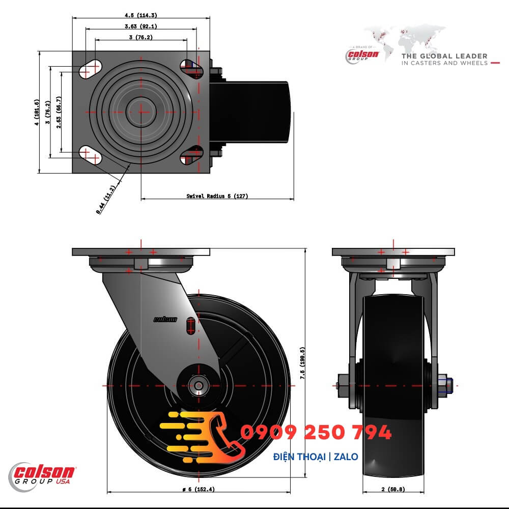 Kích thước tấm lắp 114mm x 102mm
